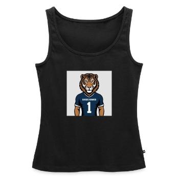 Imprimé du maillot mascotte du Tigre - Débardeur bio Premium Femme - noir - Devant - AI Model Female 172 light (172cm)