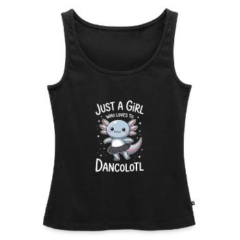 Juste une fille qui aime danser Axolotl Idée cadeau - Débardeur bio Premium Femme - noir - Devant - AI Model Female 172 light (172cm)