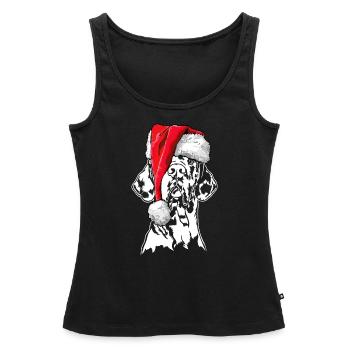 Père Noël Grand Dague Chiens de Noël Wilsigns - Débardeur bio Premium Femme - noir - Devant - AI Model Female 172 light (172cm)
