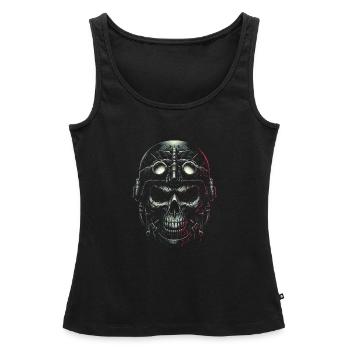 Pilotenschädel Pilot - Frauen Premium Organic Tank Top - Schwarz - Vorne - AI Model Female 172 light (172cm)