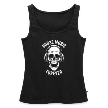 HOUSE MUSIC FOREVER - Débardeur bio Premium Femme - noir - Devant - AI Model Female 172 light (172cm)