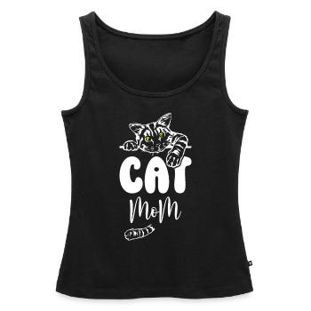 Maman chat - Débardeur bio Premium Femme - noir - Devant - AI Model Female 172 light (172cm)