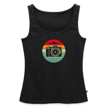 Aviation spotter and plane photographer design - Women’s Premium Organic Tank top - black - Front - AI Model Female 172 light (172cm)