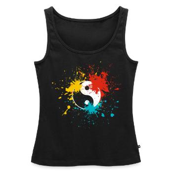 Yin Yang - Frauen Premium Organic Tank Top - Schwarz - Vorne - AI Model Female 172 light (172cm)