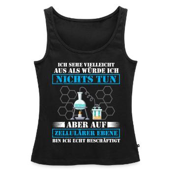 Lustig Chemie Labor Faul Faulheit Spruch Geschenk - Frauen Premium Organic Tank Top - Schwarz - Vorne - AI Model Female 172 light (172cm)