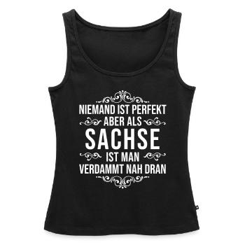 Sachsen Sachse Geschenk Spruch - Frauen Premium Organic Tank Top - Schwarz - Vorne - AI Model Female 172 light (172cm)