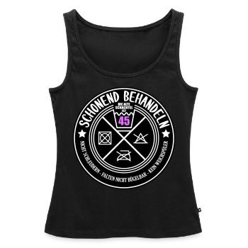 Schonend behandeln Schachtel 45 | Farben änderbar - Frauen Premium Organic Tank Top - Schwarz - Vorne - AI Model Female 172 light (172cm)