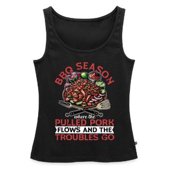 Pulled Pork BBQ Season Where The Pulled Grilling - Women’s Premium Organic Tank top - black - Front - AI Model Female 172 light (172cm)