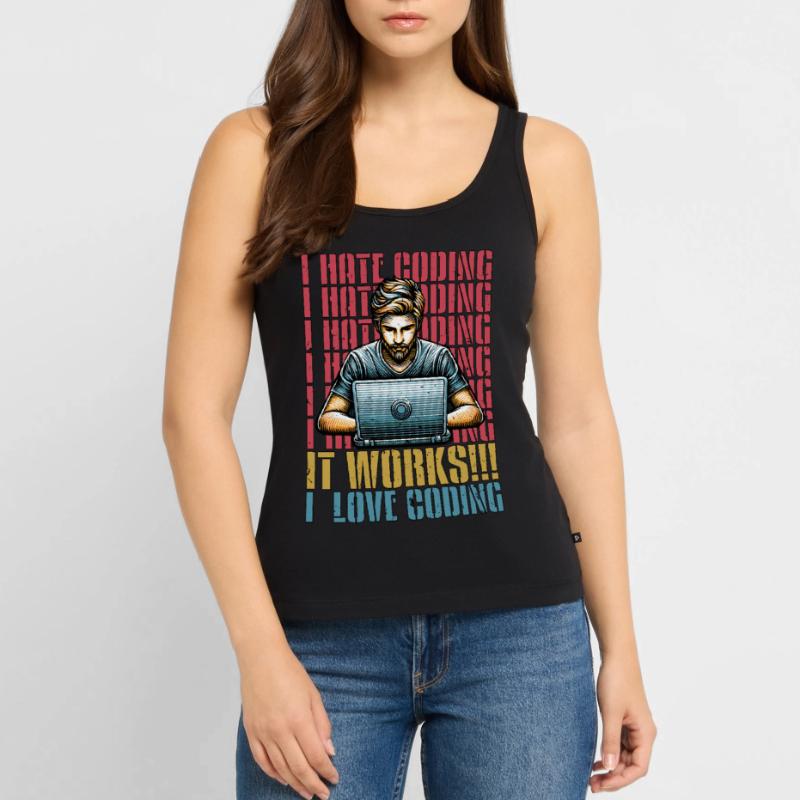 Codeur Je déteste coder Développeur Technologie Codeurs Débardeur bio Premium Femme