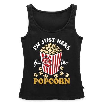 Je suis juste ici pour le pop-corn - croustillant et délicieux - Débardeur bio Premium Femme - noir - Devant - AI Model Female 172 light (172cm)