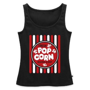 Popcorn frais - croustillant et délicieux - Cadeau - Débardeur bio Premium Femme - noir - Devant - AI Model Female 172 light (172cm)