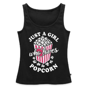 Juste une fille qui aime le pop-corn - croustillant et délicieux - Débardeur bio Premium Femme - noir - Devant - AI Model Female 172 light (172cm)