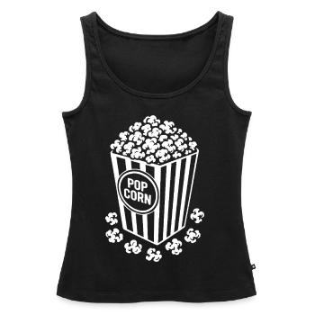 Popcorn frais - croustillant, délicieux - Cadeau - Débardeur bio Premium Femme - noir - Devant - AI Model Female 172 light (172cm)