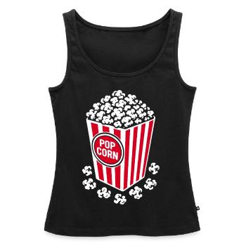 Popcorn frais - croustillant, délicieux - Cadeau - Débardeur bio Premium Femme - noir - Devant - AI Model Female 172 light (172cm)