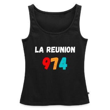 La RÉUNION 974 - Débardeur bio Premium Femme - noir - Devant - AI Model Female 172 light (172cm)