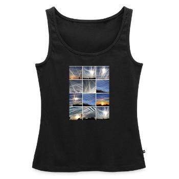 Les nuages de Chemtrail - Débardeur bio Premium Femme - noir - Devant - AI Model Female 172 light (172cm)