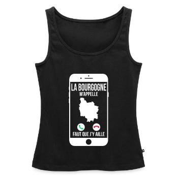 La Bourgogne m'appelle - Faut que j'y aille - Débardeur bio Premium Femme - noir - Devant - AI Model Female 172 light (172cm)