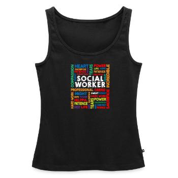 Social Work Month Social Worker Cadeau - Débardeur bio Premium Femme - noir - Devant - AI Model Female 172 light (172cm)