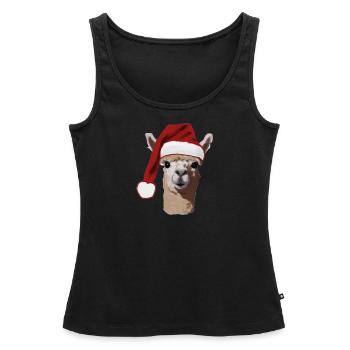 Alpaka mit Weihnachtsmütze - Frauen Premium Organic Tank Top - Schwarz - Vorne - AI Model Female 172 light (172cm)