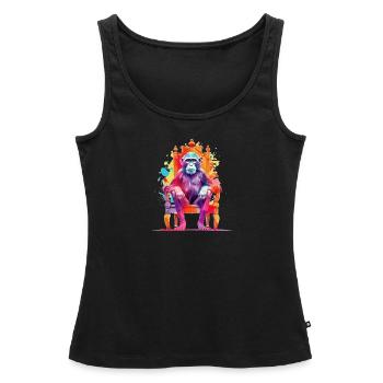 Affenkönig - Affe auf Thron - Farbenspiel - Frauen Premium Organic Tank Top - Schwarz - Vorne - AI Model Female 172 light (172cm)