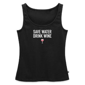 Économiser de l’eau, boire du vin - Débardeur bio Premium Femme - noir - Devant - AI Model Female 172 light (172cm)