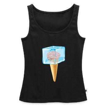 Casque de crème glacée , glace, été, brain freeze - Débardeur bio Premium Femme - noir - Devant - AI Model Female 172 light (172cm)