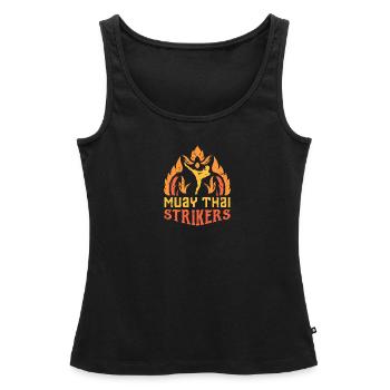 Muay Thai attaquant T-shirt « Muay Thai » - Débardeur bio Premium Femme - noir - Devant - AI Model Female 172 light (172cm)