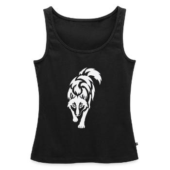 La silhouette de Wolf en contraste - Débardeur bio Premium Femme - noir - Devant - AI Model Female 172 light (172cm)