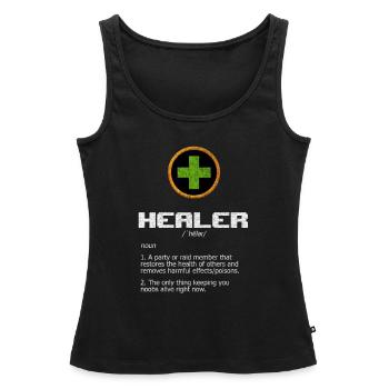 Funny role playing game MMO MMORPG Healer roles - Women’s Premium Organic Tank top - black - Front - AI Model Female 172 light (172cm)