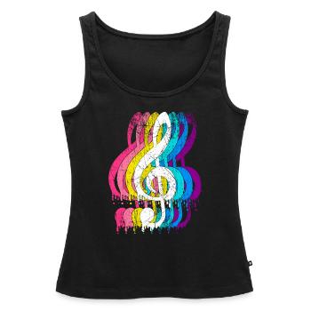 Musicien clef clé de sol musique - Débardeur bio Premium Femme - noir - Devant - AI Model Female 172 light (172cm)