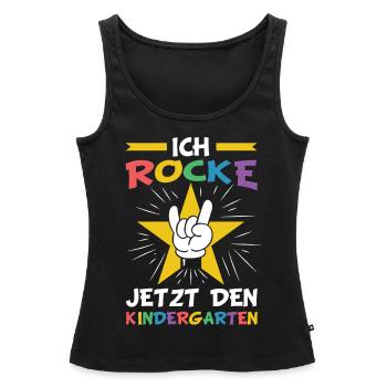 Kindergarten | Ich rocke jetzt den Kindergarten - Frauen Premium Organic Tank Top - Schwarz - Vorne - AI Model Female 172 light (172cm)