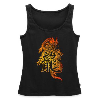 Dragon avec des caractères chinois - Débardeur bio Premium Femme - noir - Devant - AI Model Female 172 light (172cm)
