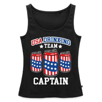 Capitaine de l’American Drinking Team - Débardeur bio Premium Femme - noir - Devant - AI Model Female 172 light (172cm)