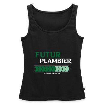 futur plombier - Débardeur bio Premium Femme - noir - Devant - AI Model Female 172 light (172cm)