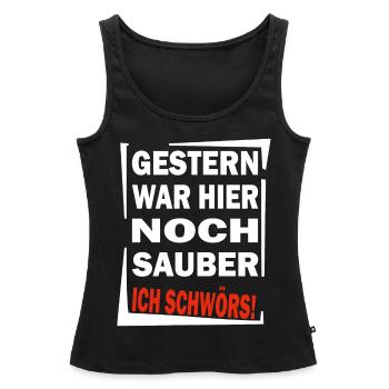 Chaot - Gestern war noch Sauber - Chaos Aufräumen - Frauen Premium Organic Tank Top - Schwarz - Vorne - AI Model Female 172 light (172cm)