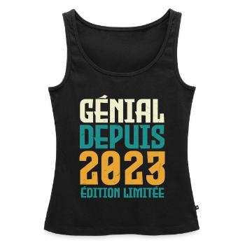 génial depuis 2023 - Débardeur bio Premium Femme - noir - Devant - AI Model Female 172 light (172cm)