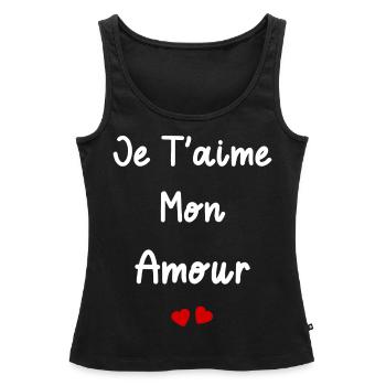 je t'aime mon amour - Débardeur bio Premium Femme - noir - Devant - AI Model Female 172 light (172cm)