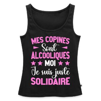 Humour Alcool Apéro Copines Solidarité - Débardeur bio Premium Femme - noir - Devant - AI Model Female 172 light (172cm)