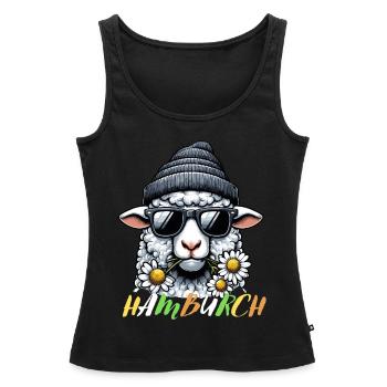 Hambourg Hamburch Moutons Ville Hanséatique Côte Mer du Nord - Débardeur bio Premium Femme - noir - Devant - AI Model Female 172 light (172cm)