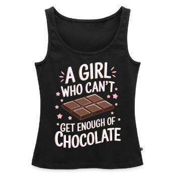 Chocolat Dicton Drôle Cadeau Chocolat - Débardeur bio Premium Femme - noir - Devant - AI Model Female 172 light (172cm)