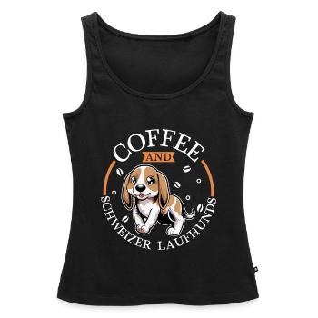 Café et Swiss Hound - Débardeur bio Premium Femme - noir - Devant - AI Model Female 172 light (172cm)