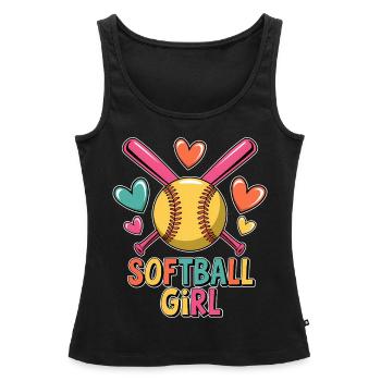 Softball Fille Fille Drôle Softball Cadeau - Débardeur bio Premium Femme - noir - Devant - AI Model Female 172 light (172cm)