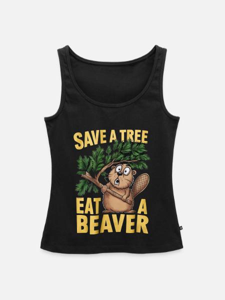 Lustiger Biber Waldtier Spruch - Frauen Premium Organic Tank Top - Schwarz