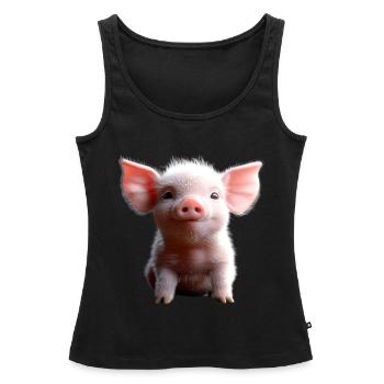 Cochon domestique Cochon Cochon Porcelet Cochon - Débardeur bio Premium Femme - noir - Devant - AI Model Female 172 light (172cm)