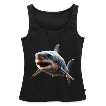 requin requin tigre requin plongeur requins mignons grand requin blanc - Débardeur bio Premium Femme - noir - Devant - AI Model Female 172 light (172cm)