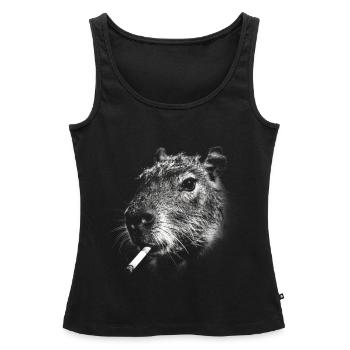 Rauchen, Zigarette, Capybara raucht eine Zigarette - Frauen Premium Organic Tank Top - Schwarz - Vorne - AI Model Female 172 light (172cm)