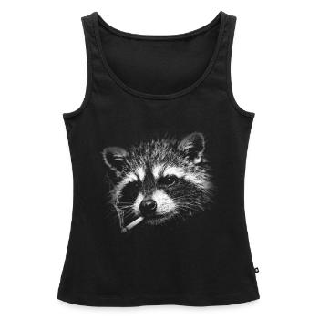Rauchen, Zigarette, Waschbär raucht eine Zigarette - Frauen Premium Organic Tank Top - Schwarz - Vorne - AI Model Female 172 light (172cm)