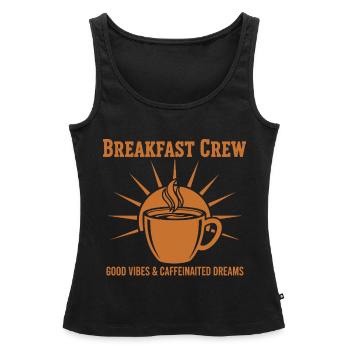 Rêves Caféinés de l’équipe du Petit-Déjeuner - Débardeur bio Premium Femme - noir - Devant - AI Model Female 172 light (172cm)