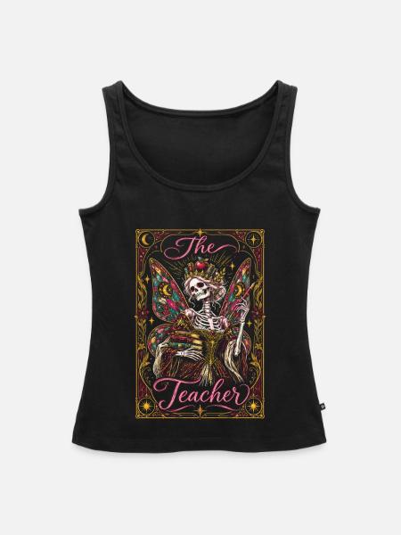 Das Lehrer-Karten-Feenkern-Skelett - Frauen Premium Organic Tank Top - Schwarz
