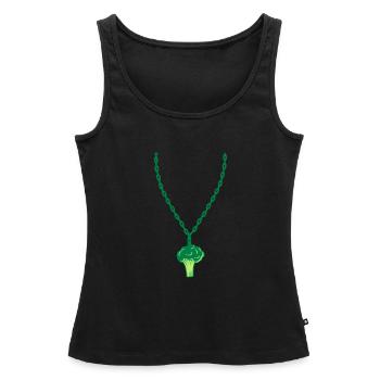 collier brocoli bijoux sain vitamines - Débardeur bio Premium Femme - noir - Devant - AI Model Female 172 light (172cm)
